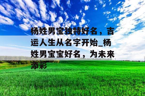 杨姓男宝独特好名,吉运人生从名字开始_杨姓男宝宝好名,为未来添彩 杨姓男宝独特好名,吉运人生从名字开始_杨姓男宝宝好名,为未来添彩