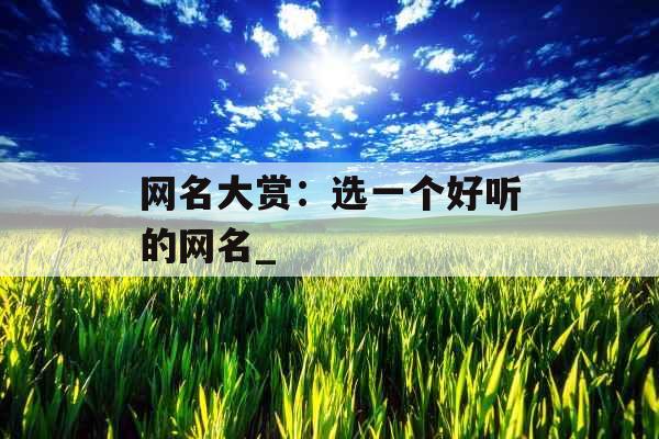 网名大赏:选一个好听的网名_ 网名大赏:选一个好听的网名_