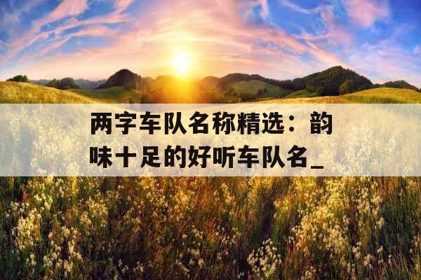 两字车队名称精选:韵味十足的好听车队名_ 两字车队名称精选:韵味十足的好听车队名_