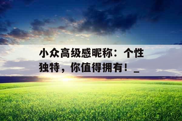 小众高级感昵称:个性独特,你值得拥有!_ 小众高级感昵称:个性独特,你值得拥有!_