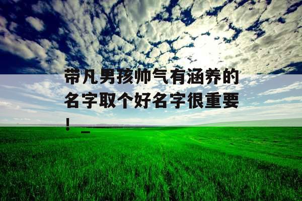带凡男孩帅气有涵养的名字取个好名字很重要！_