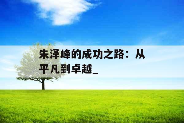 朱泽峰的成功之路：从平凡到卓越_