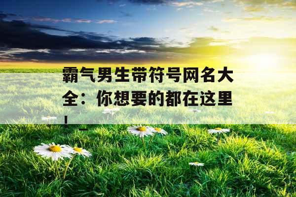霸气男生带符号网名大全:你想要的都在这里!_ 霸气男生带符号网名大全:你想要的都在这里!_