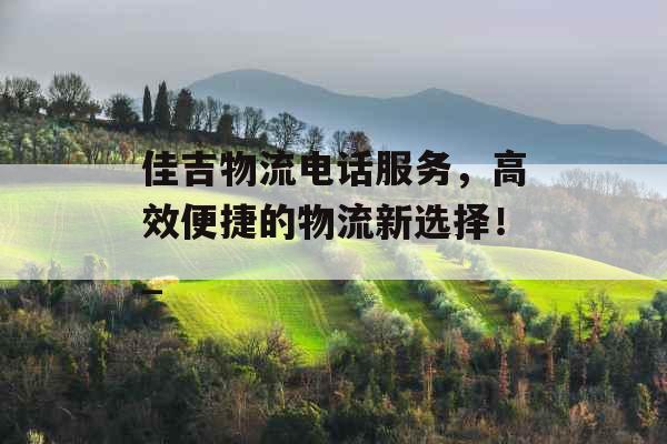 佳吉物流电话服务，高效便捷的物流新选择！_