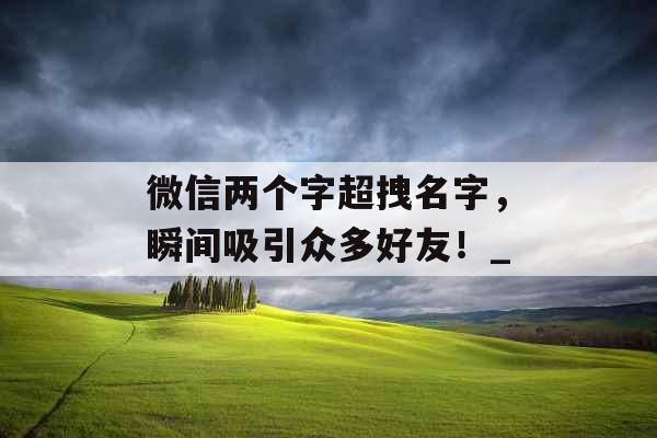 微信两个字超拽名字，瞬间吸引众多好友！_