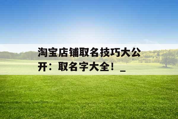 淘宝店铺取名技巧大公开：取名字大全！_