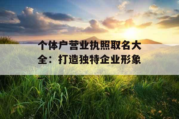 个体户营业执照取名大全:打造独特企业形象_ 个体户营业执照取名大全:打造独特企业形象_