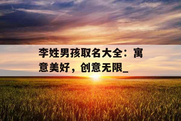 李姓男孩取名大全：寓意美好，创意无限_