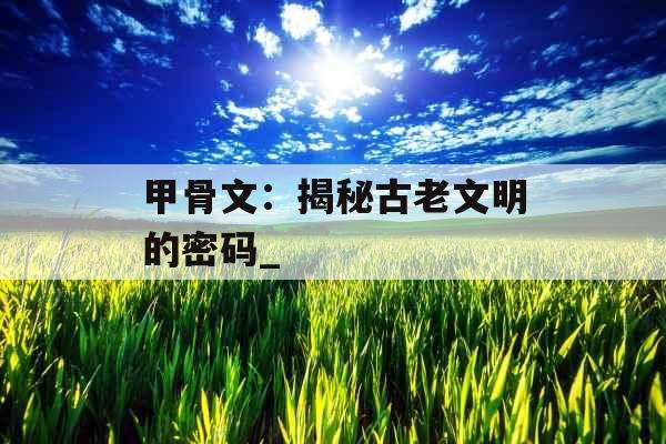 甲骨文：揭秘古老文明的密码_