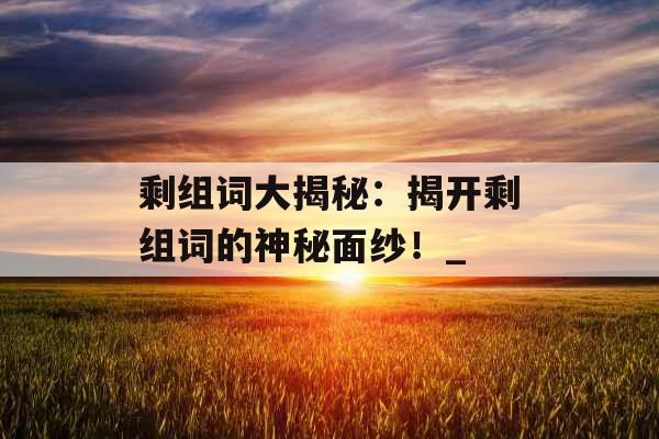 剩组词大揭秘：揭开剩组词的神秘面纱！_