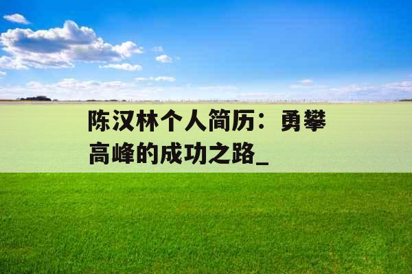 陈汉林个人简历：勇攀高峰的成功之路_