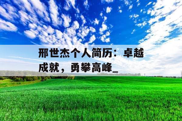 邢世杰个人简历：卓越成就，勇攀高峰_
