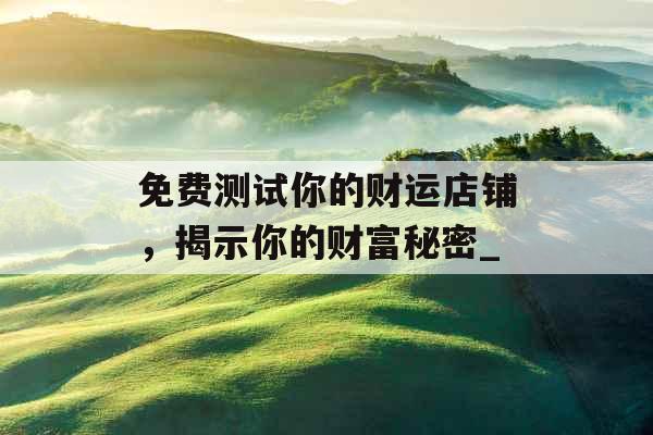 免费测试你的财运店铺，揭示你的财富秘密_