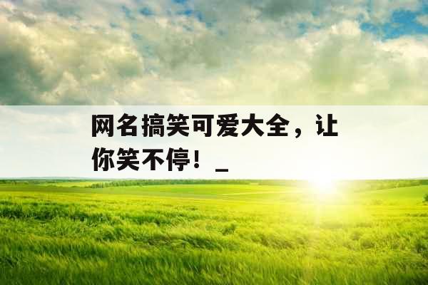 网名搞笑可爱大全，让你笑不停！_