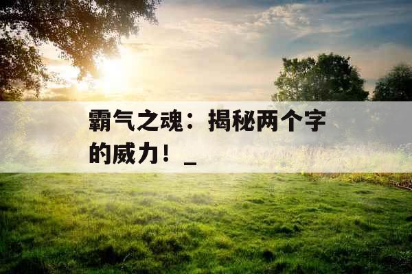 霸气之魂：揭秘两个字的威力！_