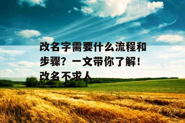改名字需要什么流程和步骤？一文带你了解！改名不求人_
