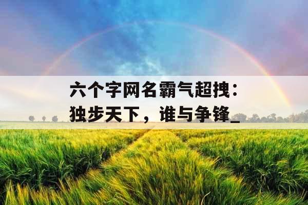六个字网名霸气超拽：独步天下，谁与争锋_
