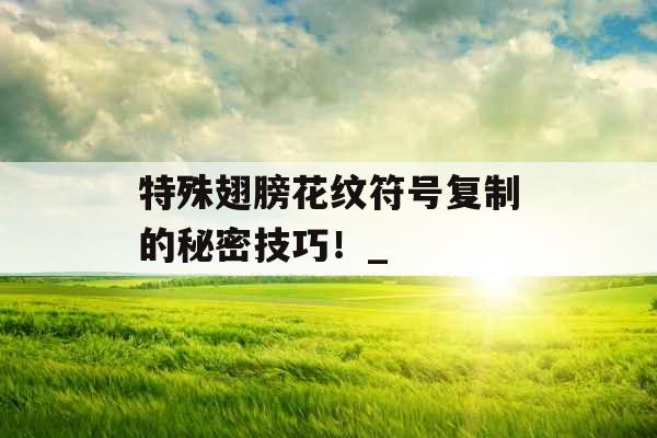 特殊翅膀花纹符号复制的秘密技巧!_