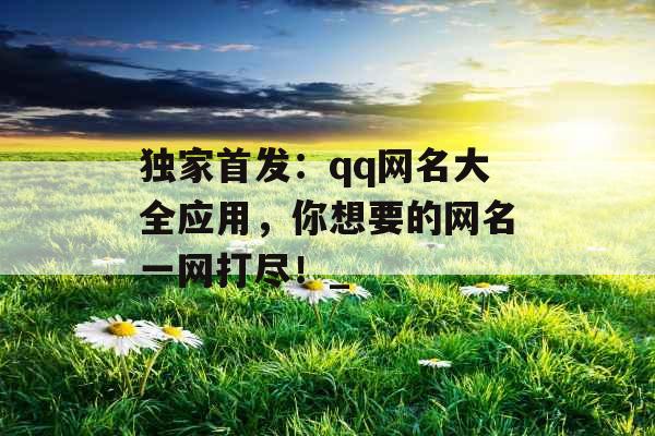 独家首发：qq网名大全应用，你想要的网名一网打尽！_