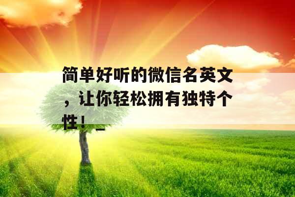简单好听的微信名英文,让你轻松拥有独特个性!_