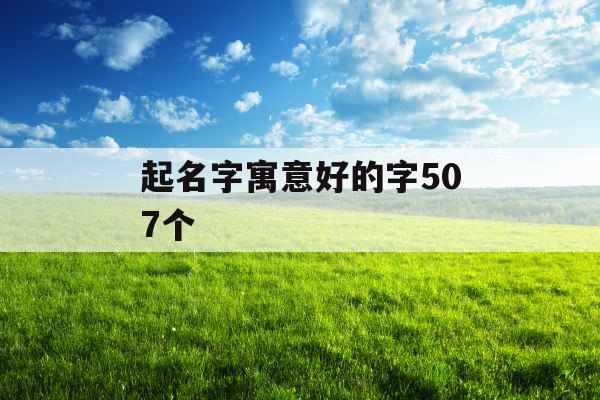 起名字寓意好的字507个