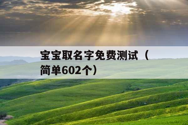 宝宝取名字免费测试（简单602个）