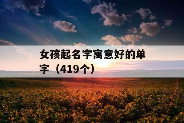 女孩起名字寓意好的单字(419个) 女孩起名字寓意好的单字(419个)