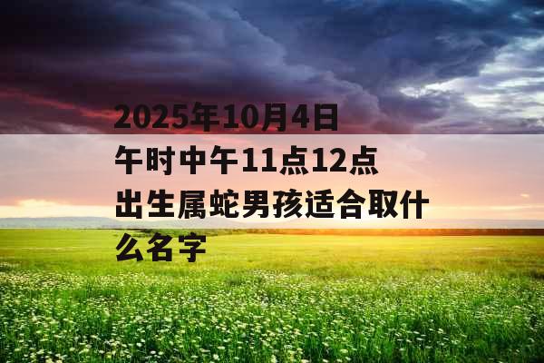 2025年10月4日午时中午11点12点出生属蛇男孩适合取什么名字 2025年10月4日午时中午11点12点出生属蛇男孩适合取什么名字