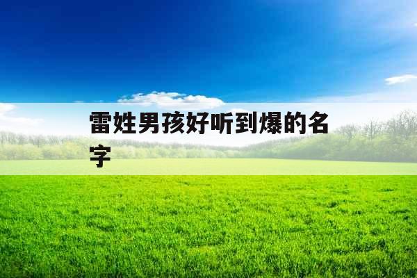 雷姓男孩好听到爆的名字 雷姓男孩好听到爆的名字