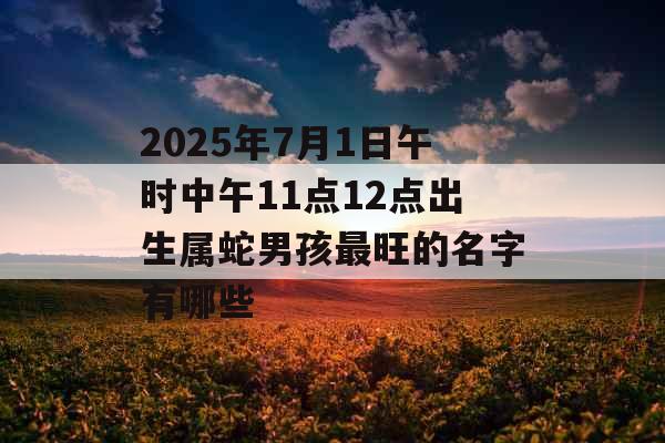 2025年7月1日午时中午11点12点出生属蛇男孩最旺的名字有哪些