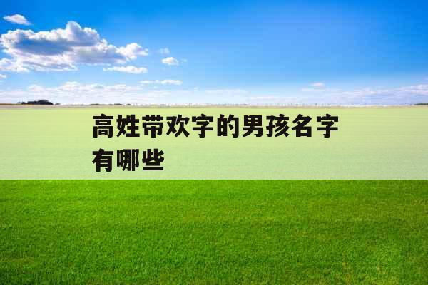 高姓带欢字的男孩名字有哪些