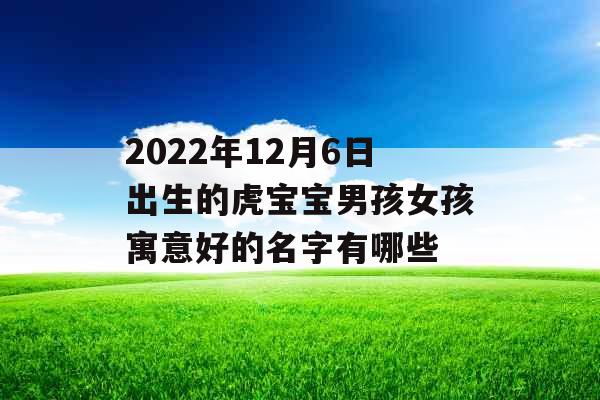 2022年12月6日出生的虎宝宝男孩女孩寓意好的名字有哪些