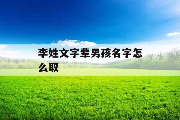 李姓文字辈男孩名字怎么取