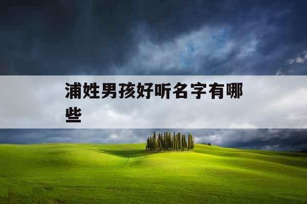 浦姓男孩好听名字有哪些