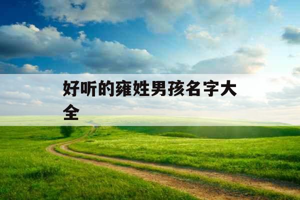 好听的雍姓男孩名字大全 好听的雍姓男孩名字大全