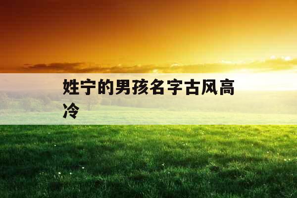 姓宁的男孩名字古风高冷