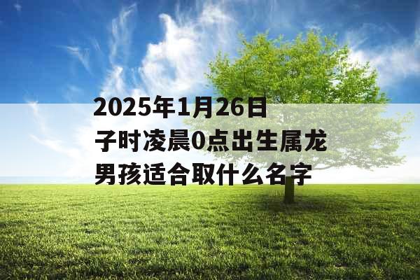 2025年1月26日子时凌晨0点出生属龙男孩适合取什么名字 2025年1月26日子时凌晨0点出生属龙男孩适合取什么名字