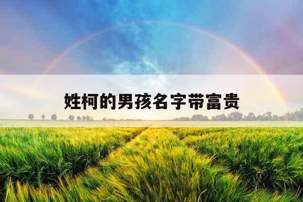 姓柯的男孩名字带富贵 姓柯的男孩名字带富贵