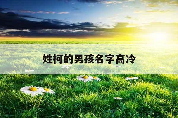 姓柯的男孩名字高冷