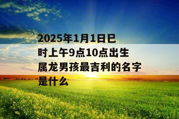 2025年1月1日巳时上午9点10点出生属龙男孩最吉利的名字是什么