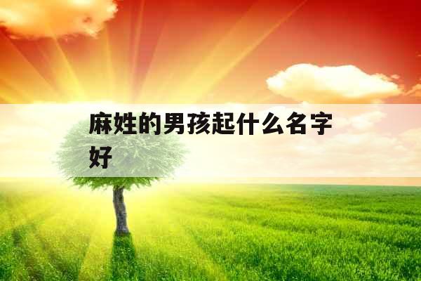 麻姓的男孩起什么名字好 麻姓的男孩起什么名字好