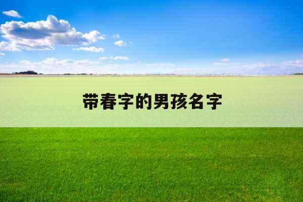带春字的男孩名字