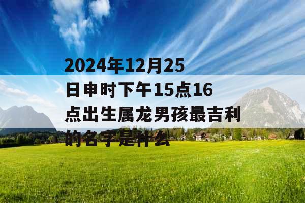 2024年12月25日申时下午15点16点出生属龙男孩最吉利的名字是什么 2024年12月25日申时下午15点16点出生属龙男孩最吉利的名字是什么
