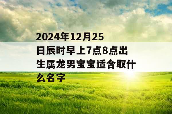 2024年12月25日辰时早上7点8点出生属龙男宝宝适合取什么名字 2024年12月25日辰时早上7点8点出生属龙男宝宝适合取什么名字