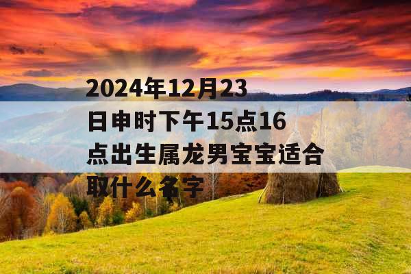 2024年12月23日申时下午15点16点出生属龙男宝宝适合取什么名字 2024年12月23日申时下午15点16点出生属龙男宝宝适合取什么名字