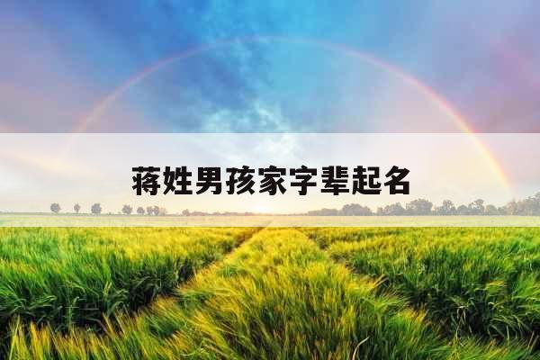 蒋姓男孩家字辈起名 蒋姓男孩家字辈起名