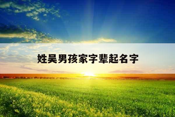 姓吴男孩家字辈起名字 姓吴男孩家字辈起名字