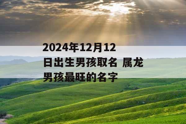 2024年12月12日出生男孩取名 属龙男孩最旺的名字 2024年12月12日出生男孩取名 属龙男孩最旺的名字