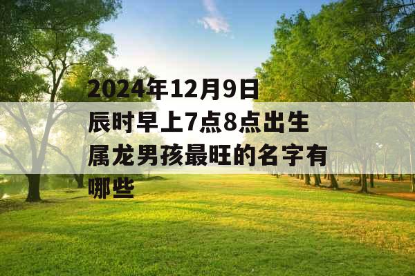 2024年12月9日辰时早上7点8点出生属龙男孩最旺的名字有哪些 2024年12月9日辰时早上7点8点出生属龙男孩最旺的名字有哪些