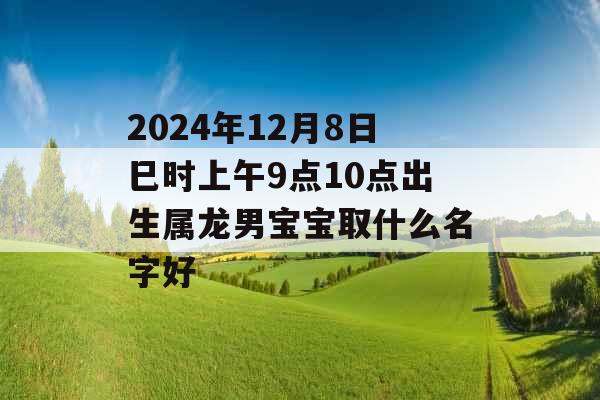 2024年12月8日巳时上午9点10点出生属龙男宝宝取什么名字好 2024年12月8日巳时上午9点10点出生属龙男宝宝取什么名字好